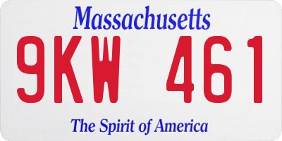 MA license plate 9KW461
