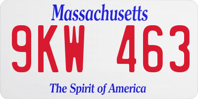 MA license plate 9KW463