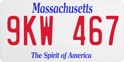 MA license plate 9KW467