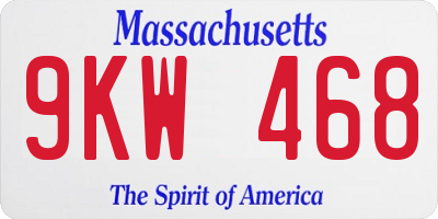 MA license plate 9KW468