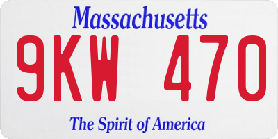 MA license plate 9KW470