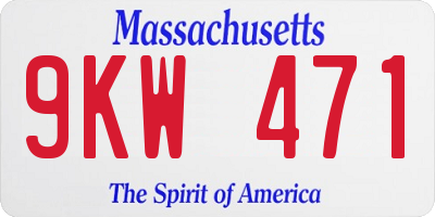 MA license plate 9KW471