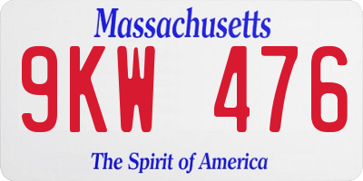 MA license plate 9KW476