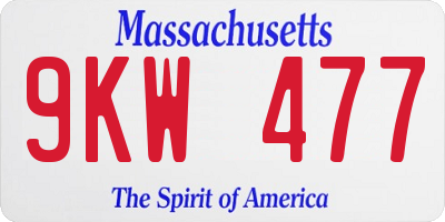 MA license plate 9KW477
