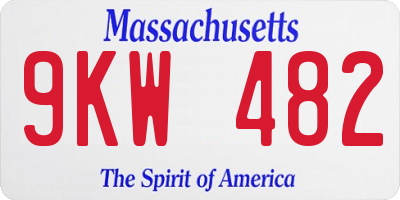 MA license plate 9KW482