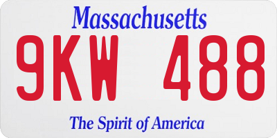 MA license plate 9KW488