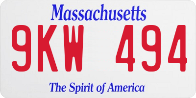 MA license plate 9KW494