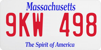 MA license plate 9KW498