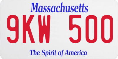 MA license plate 9KW500