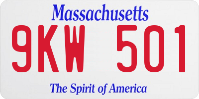 MA license plate 9KW501