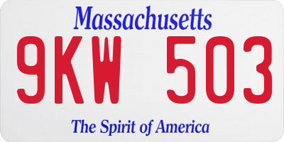 MA license plate 9KW503