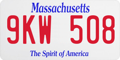 MA license plate 9KW508