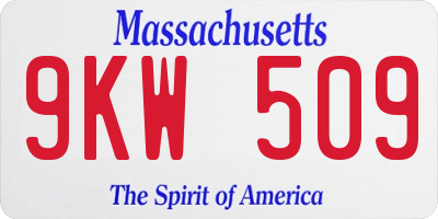MA license plate 9KW509