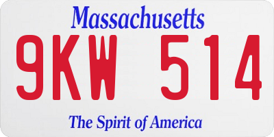 MA license plate 9KW514