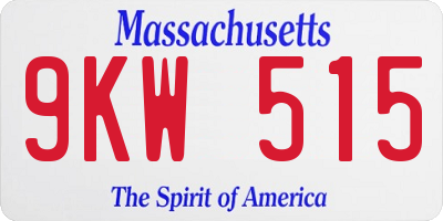 MA license plate 9KW515
