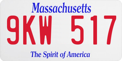MA license plate 9KW517