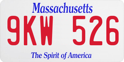 MA license plate 9KW526