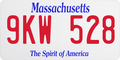 MA license plate 9KW528