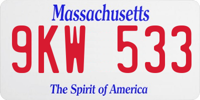 MA license plate 9KW533