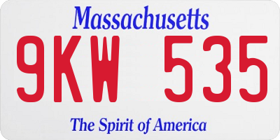 MA license plate 9KW535