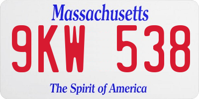 MA license plate 9KW538
