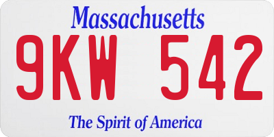 MA license plate 9KW542