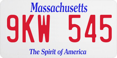 MA license plate 9KW545