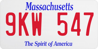 MA license plate 9KW547