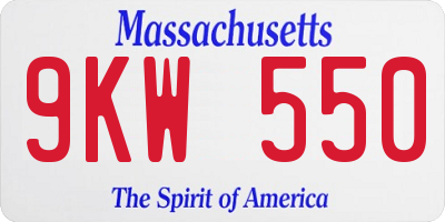MA license plate 9KW550