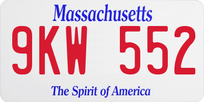 MA license plate 9KW552