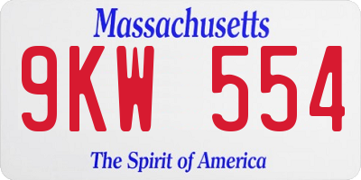 MA license plate 9KW554