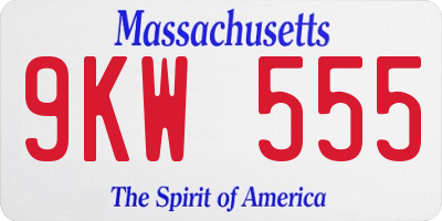 MA license plate 9KW555