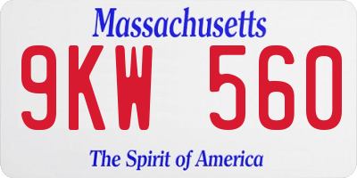 MA license plate 9KW560