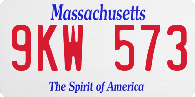 MA license plate 9KW573