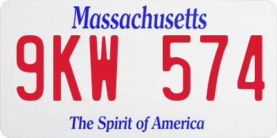 MA license plate 9KW574