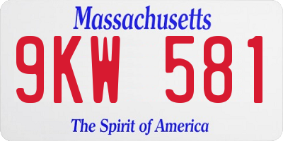 MA license plate 9KW581