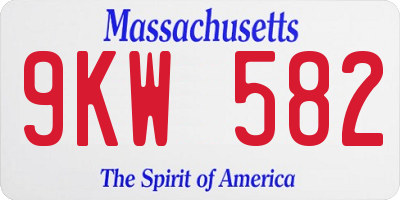 MA license plate 9KW582
