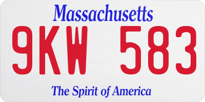 MA license plate 9KW583