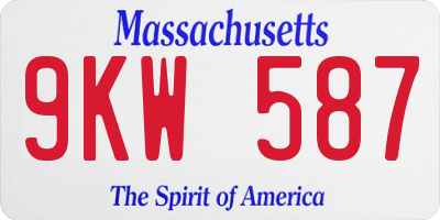 MA license plate 9KW587
