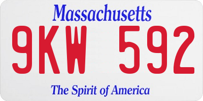 MA license plate 9KW592