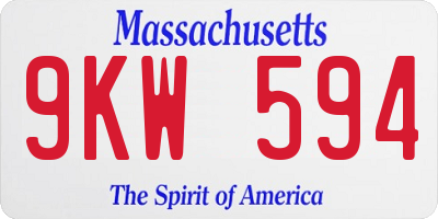 MA license plate 9KW594