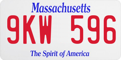 MA license plate 9KW596