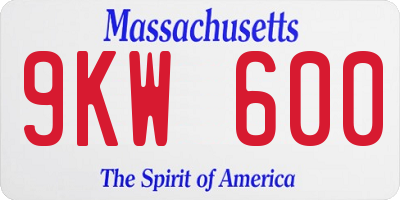 MA license plate 9KW600