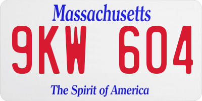 MA license plate 9KW604