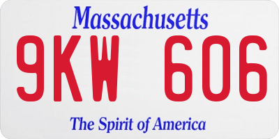 MA license plate 9KW606