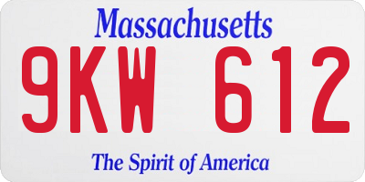 MA license plate 9KW612