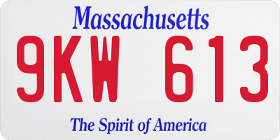 MA license plate 9KW613