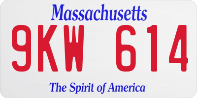 MA license plate 9KW614