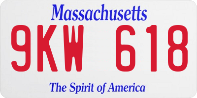 MA license plate 9KW618