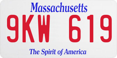 MA license plate 9KW619